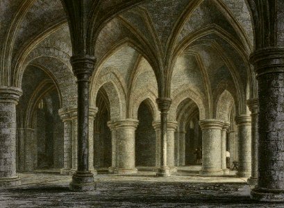 Canterbury Cathedral, Crypt under Trinity Chapel. Free illustration for personal and commercial use.