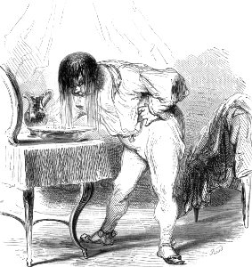 Man Washing His Face in a Bowl