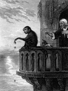 The Miser and the Monkey. Free illustration for personal and commercial use.