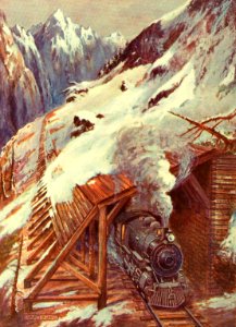 Snow Shed on the Canadian Pacific Railway. Free illustration for personal and commercial use.