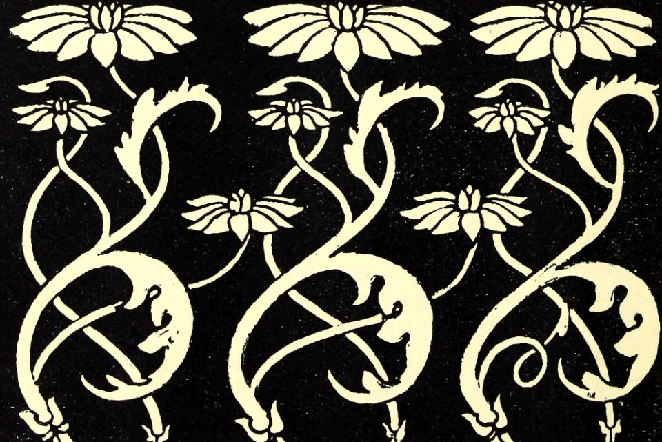 Floral Design with Curvy Stems and Leaves