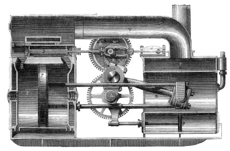 Two-Cylinder Steam Engine. Free illustration for personal and commercial use.