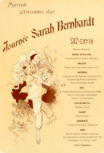 Menu for Sarah Bernhardt’s Day