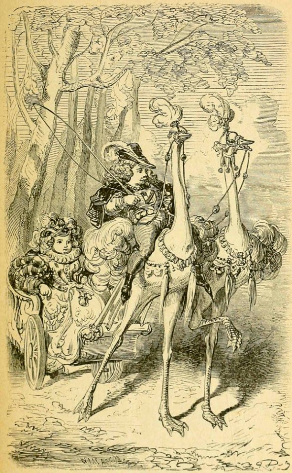 Drawn by Two Ostriches