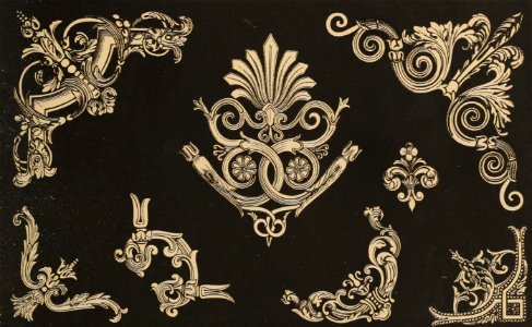 Corner Ornaments with Foliage Design. Free illustration for personal and commercial use.