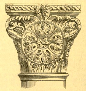 Romanesque Capital with Rosette. Free illustration for personal and commercial use.