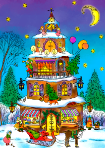 Christmas House. Free illustration for personal and commercial use.