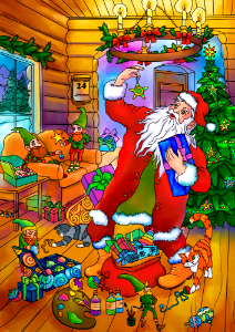 Santa Claus and Presents. Free illustration for personal and commercial use.