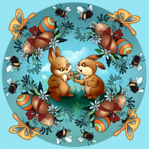 Easter bunnies mandala. Free illustration for personal and commercial use.