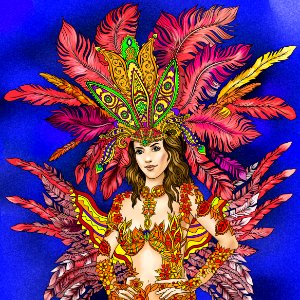 Brazilian carnival samba dancer woman. Free illustration for personal and commercial use.