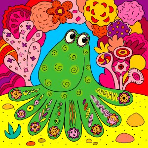 Cartoon octopus. Free illustration for personal and commercial use.