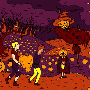 Pumpkin patch Halloween. Free illustration for personal and commercial use.