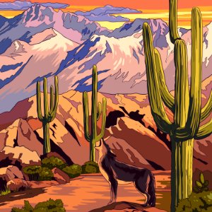 Saguaro national park. Free illustration for personal and commercial use.