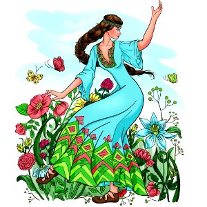 Slavic girl dancing. Free illustration for personal and commercial use.