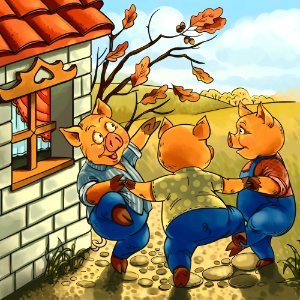 The Three Little Pigs. Free illustration for personal and commercial use.