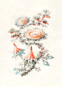 Flower Embroidery Design for Silk Manufactory of Lyon (ca. 1790) by Jean Baptiste Pillement.. Free illustration for personal and commercial use.
