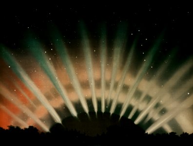 Aurora Borealis from the Trouvelot astronomical drawings (1881-1882) by E. L. Trouvelot (1827-1895). Free illustration for personal and commercial use.