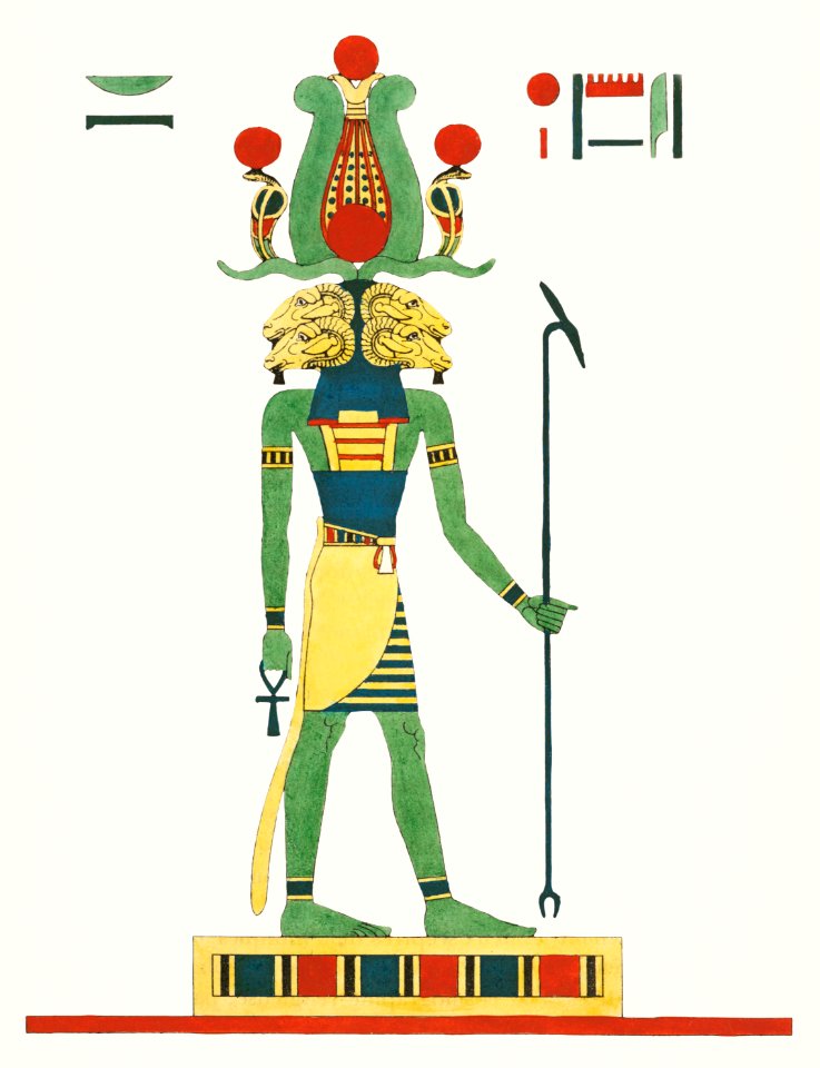 Amon, Amon-ra illustration from Pantheon Egyptien (1823-1825) by Leon Jean Joseph Dubois (1780-1846).