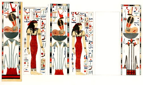 Emblematic Figures illustration from the kings tombs in Thebes by Giovanni Battista Belzoni (1778-1823) from Plates illustrative of the researches and operations in Egypt and Nubia (1820).. Free illustration for personal and commercial use.