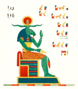 Kneph illustration from Pantheon Egyptien (1823-1825) by Leon Jean Joseph Dubois (1780-1846).