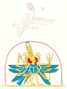Amon-Ra, King of the God illustration from Pantheon Egyptien (1823-1825) by Leon Jean Joseph Dubois (1780-1846).