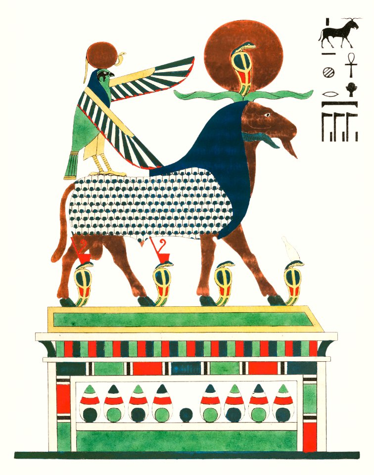 Amon, Amon-ra illustration from Pantheon Egyptien (1823-1825) by Leon Jean Joseph Dubois (1780-1846).