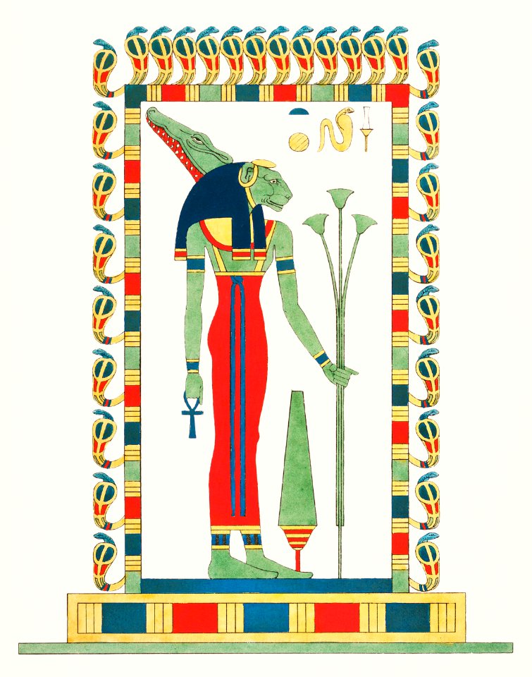 Neith illustration from Pantheon Egyptien (1823-1825) by Leon Jean Joseph Dubois (1780-1846).. Free illustration for personal and commercial use.