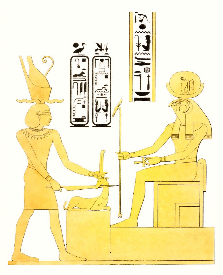 The Cynocephalus, emblem of Khonsu illustration from Pantheon Egyptien (1823-1825) by Leon Jean Joseph Dubois (1780-1846).
