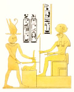 The Cynocephalus, emblem of Khonsu illustration from Pantheon Egyptien (1823-1825) by Leon Jean Joseph Dubois (1780-1846).. Free illustration for personal and commercial use.