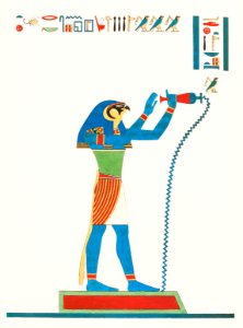 Hermes Trismegistus illustration from Pantheon Egyptien (1823-1825) by Leon Jean Joseph Dubois (1780-1846).