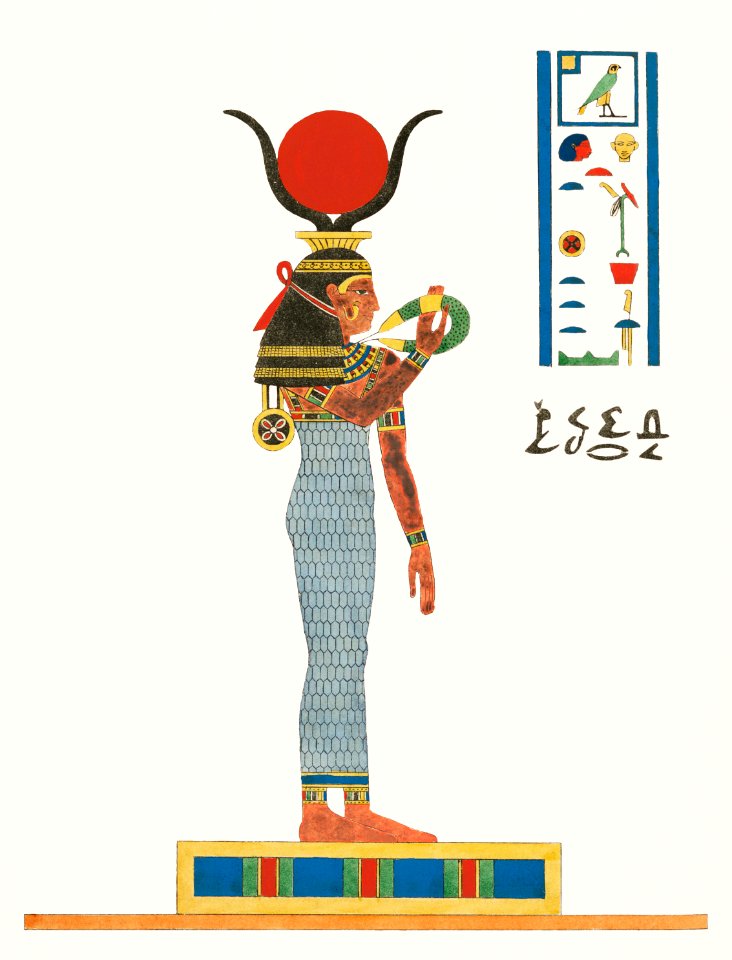 Hathor illustration from Pantheon Egyptien (1823-1825) by Leon Jean Joseph Dubois (1780-1846).
