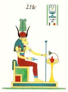 Hathor illustration from Pantheon Egyptien (1823-1825) by Leon Jean Joseph Dubois (1780-1846).. Free illustration for personal and commercial use.