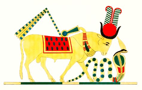 Mnevis illustration from Pantheon Egyptien (1823-1825) by Leon Jean Joseph Dubois (1780-1846).