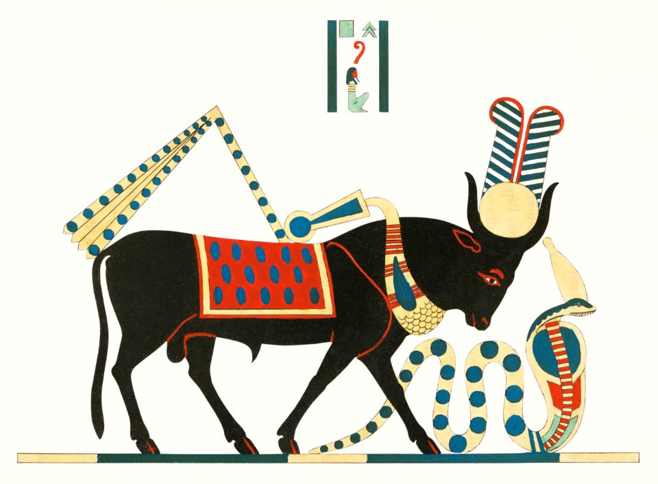 Apis illustration from Pantheon Egyptien (1823-1825) by Leon Jean Joseph Dubois (1780-1846).