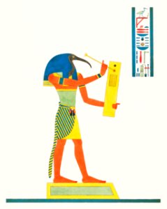 Thoth illustration from Pantheon Egyptien (1823-1825) by Leon Jean Joseph Dubois (1780-1846).. Free illustration for personal and commercial use.