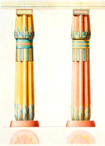 Beam columns of Thutmes III, in Karnac from Histoire de l'art égyptien (1878) by Émile Prisse d'Avennes.
