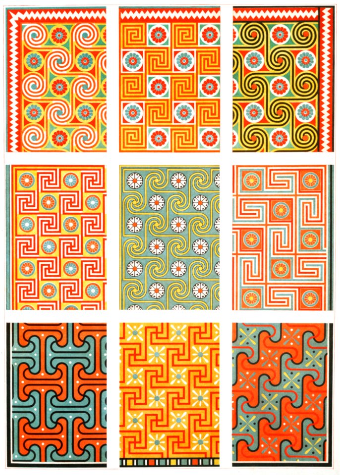Ceiling Ornamentation : Guilloches & Meanders (Theban Necropolis) from Histoire de l'art égyptien (1878) by Émile Prisse d'Avennes.