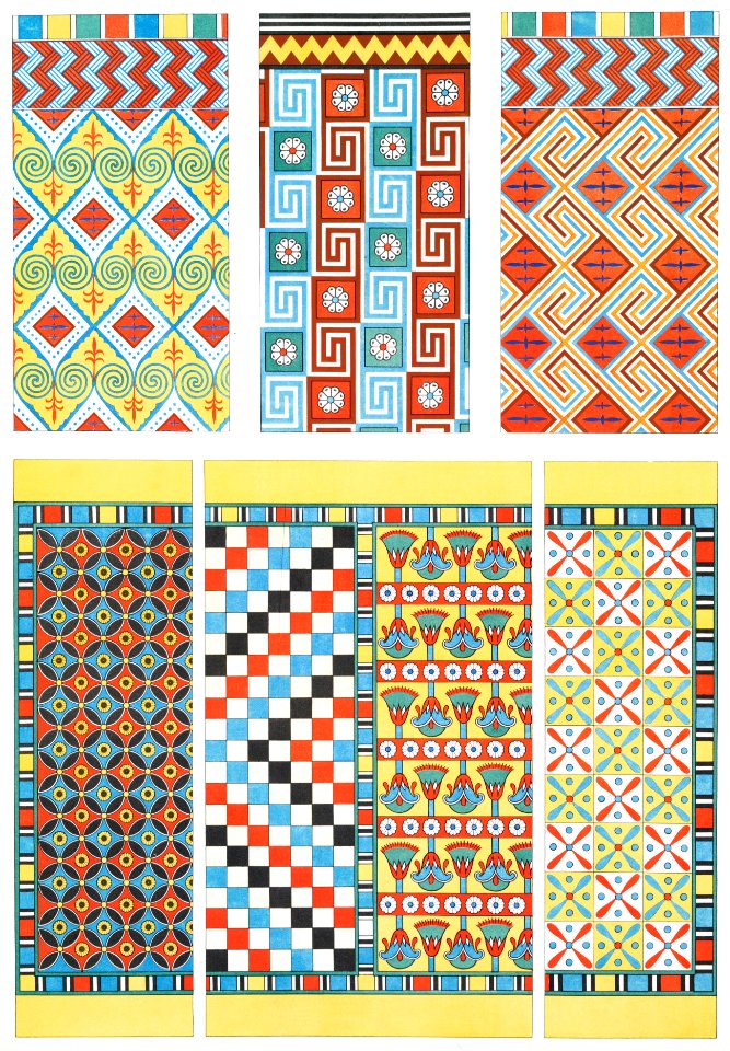 Ceiling Ornamentation (Thebes & Memphis) from Histoire de l'art égyptien (1878) by Émile Prisse d'Avennes.