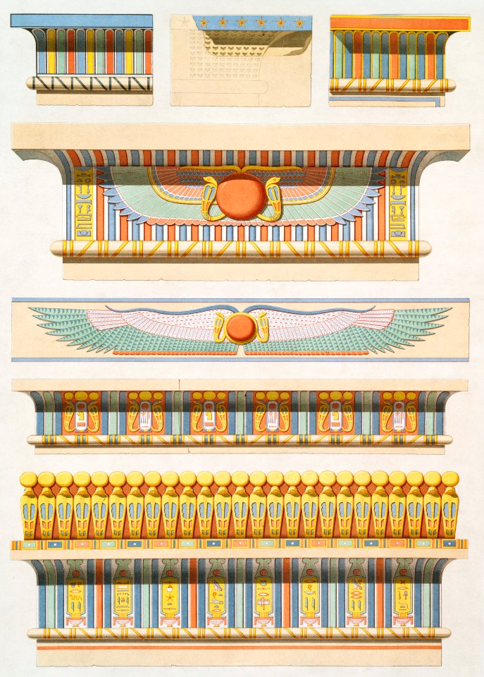 Decoration of Cornices from Histoire de l'art égyptien (1878) by Émile Prisse d'Avennes.