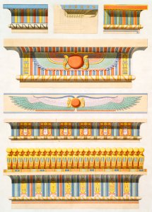 Decoration of Cornices from Histoire de l'art égyptien (1878) by Émile Prisse d'Avennes.. Free illustration for personal and commercial use.