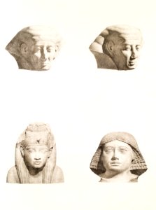 Fragments of Iconic statues from Histoire de l'art égyptien (1878) by Émile Prisse d'Avennes.. Free illustration for personal and commercial use.
