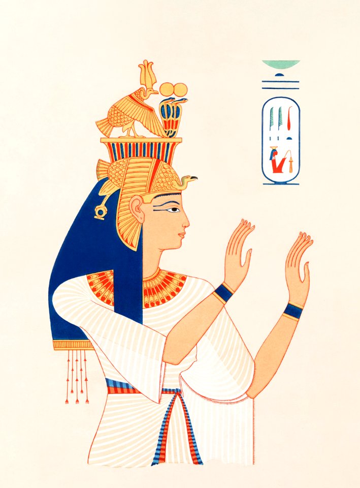Portrait of Queen Tiye, wife of Amenhotep III from Histoire de l'art égyptien (1878) by Émile Prisse d'Avennes.