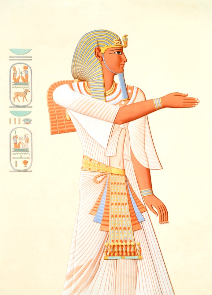 Portrait of Pharaoh Merneptah-Hotéphimat from Histoire de l'art égyptien (1878) by Émile Prisse d'Avennes.. Free illustration for personal and commercial use.