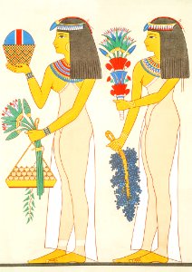 Offering of flowers & fruits from Histoire de l'art égyptien (1878) by Émile Prisse d'Avennes.