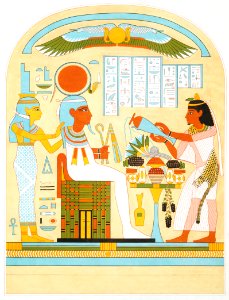 Sacrifice to Osiris from Histoire de l'art égyptien (1878) by Émile Prisse d'Avennes.. Free illustration for personal and commercial use.