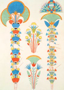 Painted bouquets in hypogea from Histoire de l'art égyptien (1878) by Émile Prisse d'Avennes.. Free illustration for personal and commercial use.