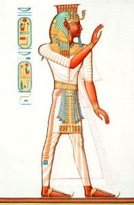 Full portrait of Ramses III from Histoire de l'art égyptien (1878) by Émile Prisse d'Avennes.. Free illustration for personal and commercial use.