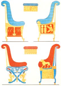 Armchairs of Ramses III from Histoire de l'art égyptien (1878) by Émile Prisse d'Avennes.. Free illustration for personal and commercial use.