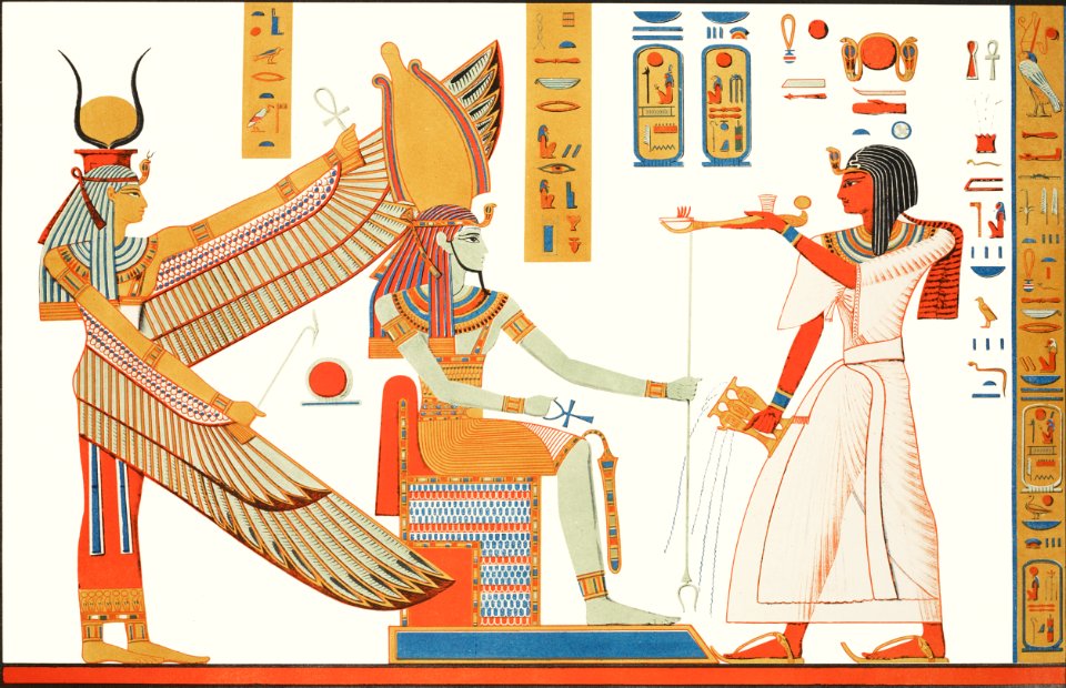 Paintings copied from the tomb of Ramses IV (Maimonides) from Monuments de l'Égypte et de la Nubie (1835–1845) by Jean François Champollion (1790–1832).. Free illustration for personal and commercial use.