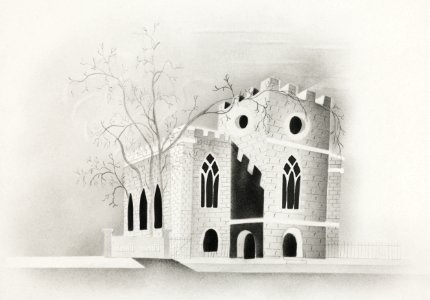 A Gothic Church by Moonlight by Mary Altha Nims (1817–1907).. Free illustration for personal and commercial use.
